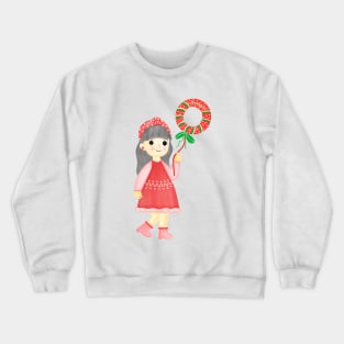 Cute little girl with xmas balloon. Crewneck Sweatshirt